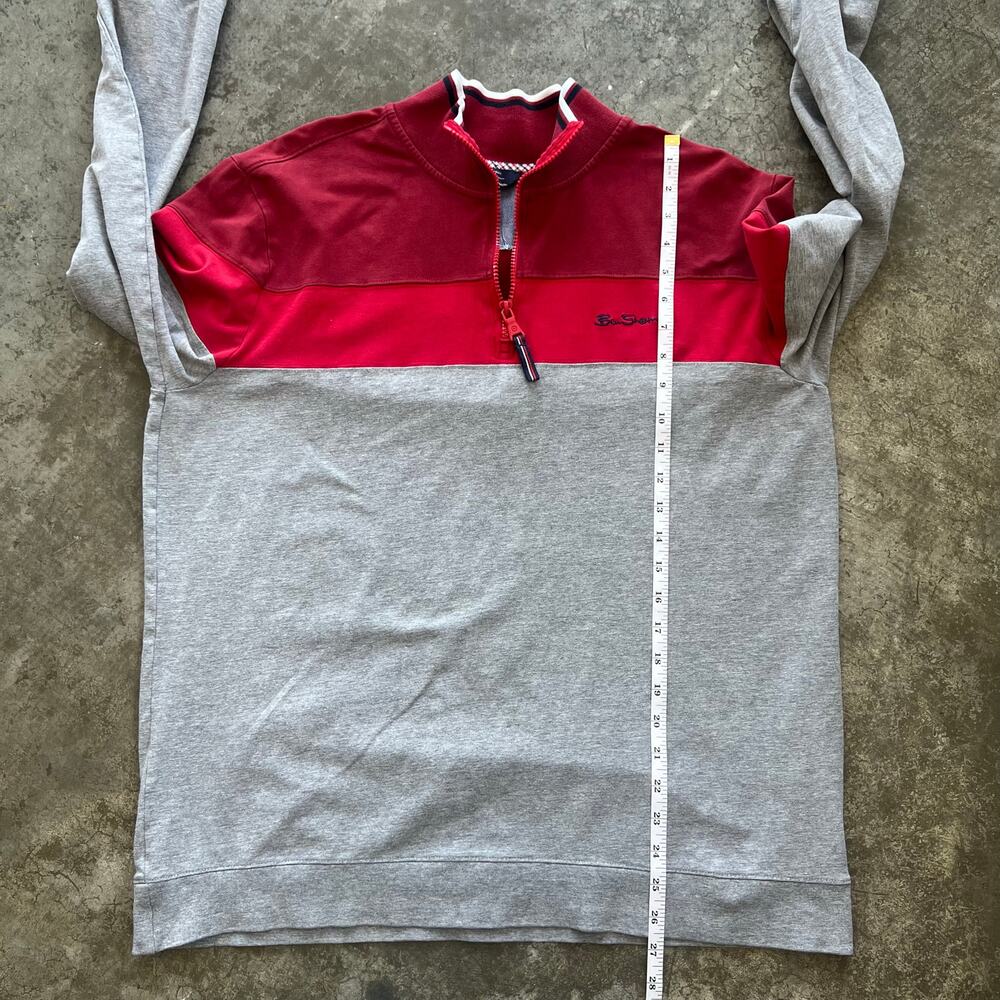 Ben Sherman XL 1/4 Zip Pullover Red Gray Colorblock Knit Sweater - Picture 13 of 14